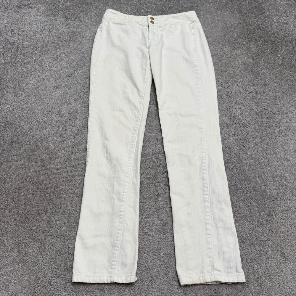 BCBGeneration Back Zip Bootcut Flare Jeans Womens 27 White Cotton Stretch Casual